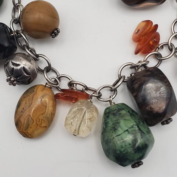 SILPADA Sterling Silver Cha Cha Bracelet Multi Stone Dangle Bead Charms 7.5” - Picture 3 of 7